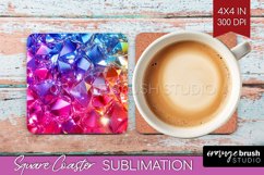 Gem Square Coaster - Crystal Coaster PNG Sublimation Product Image 1