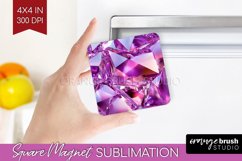 Gem Magnet Sublimation - Crystal Square Magnet PNG Product Image 1