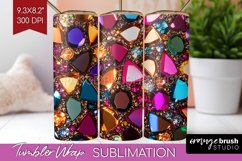 Gem Tumbler Wrap - Crystal Tumbler PNG Sublimation Product Image 1
