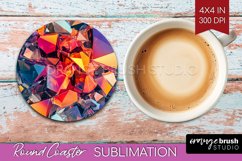 Gem Round Coaster - Crystal Coaster PNG Sublimation Product Image 1