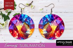 Gem Round Earrings - Crystal PNG Sublimation Product Image 1