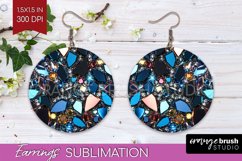 Gem Round Earrings - Crystal PNG Sublimation Product Image 1