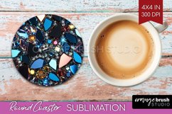 Gem Round Coaster - Crystal Coaster PNG Sublimation Product Image 1