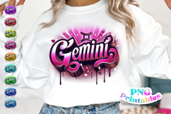 Gemini Zodiac Airbrushed PNG Product Image 1