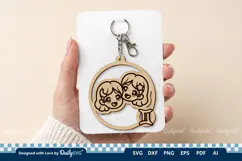 Cute Zodiac Keychain SVG | Gemini Astrology Design Product Image 1