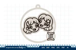 Cute Zodiac Keychain SVG | Gemini Astrology Design Product Image 2