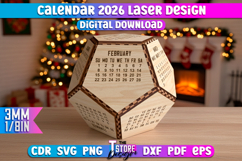 Calendar 2026 Laser Cut Design|Dodecahedron Calendar SVG Product Image 1