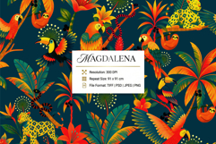 Amazonian Wildlife &amp; Tropical Botanical Seamless Pattern Product Image 3