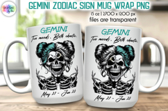 Snarky Skeleton Zodiac Sign Mug Wrap, Gemini Zodiac Mug Product Image 1