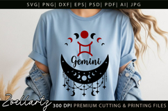 GEMINI Zodiac Sign SVG for CRICUT Celestial Moon T-shirt Mug Product Image 3