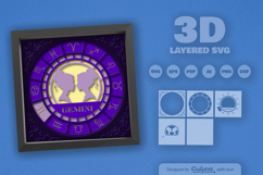 Gemini Zodiac 3D Shadow Box Layered Papercut Product Image 3