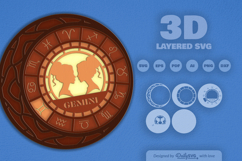 Gemini Zodiac Layered Laser Cut Product Image 2