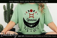 GEMINI Zodiac Sign SVG for CRICUT Celestial Moon T-shirt Mug Product Image 1