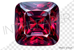 Deep crimson red ruby square PNG gemstone jewelry mineral Product Image 1