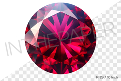 Deep crimson red ruby round PNG gemstone jewelry mineral art Product Image 1