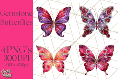 Gemstone Valentine Butterflies Red Pink Jewel Wings Clipart Product Image 1