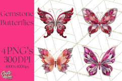 Gemstone Valentine Butterflies Red Pink Jewel Wings Clipart Product Image 1