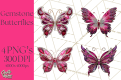 Gemstone Valentine Butterflies Red Pink Jewel Wings Clipart Product Image 1
