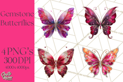 Gemstone Valentine Butterflies Red Pink Jewel Wings Clipart Product Image 1