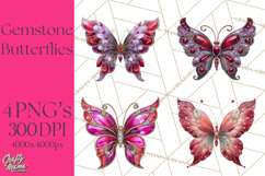 Gemstone Valentine Butterflies Red Pink Jewel Wings Clipart Product Image 1