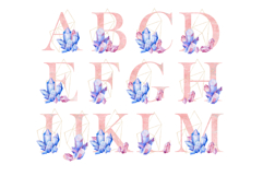 Watercolor crystals alphabet clipart. Product Image 2