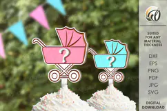 Gender Reveal Cake Topper Laser Cut. Gender Party Decor SVG Product Image 1