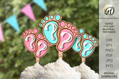 Gender Reveal Cake Topper Laser Cut. Gender Party Decor SVG Product Image 1