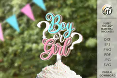 Gender Reveal Cake Topper Laser Cut. Gender Party Decor SVG Product Image 1
