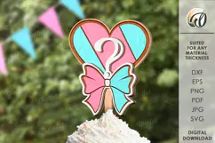 Gender Reveal Cake Topper Laser Cut. Gender Party Decor SVG Product Image 1