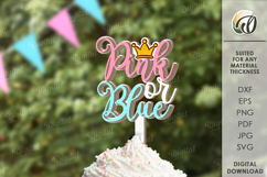 Gender Reveal Cake Topper Laser Cut. Gender Party Decor SVG Product Image 1