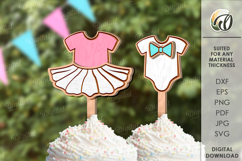 Gender Reveal Cake Topper Laser Cut. Gender Party Decor SVG Product Image 1