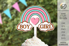 Gender Reveal Cake Topper Laser Cut. Gender Party Decor SVG Product Image 1