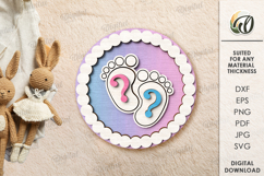 Gender Reveal Tiered Tray Decors Lasercut. Baby SVG Product Image 4
