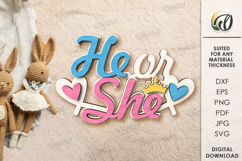 Gender Reveal Tiered Tray Decors Lasercut. Baby SVG Product Image 5