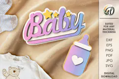 Gender Reveal Tiered Tray Decor Laser Cut. Baby SVG Product Image 1
