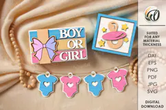 Gender Reveal Tiered Tray Decor Laser Cut. Baby SVG Product Image 1