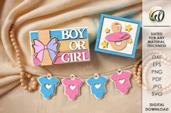 Gender Reveal Tiered Tray Decors Lasercut. Baby SVG Product Image 9