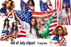 Independence Day, 4th of July clipart, 12 PNG Product Image 1