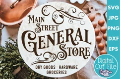 Vintage Farmhouse Home Round Sign Svg | General Store Product Image 1
