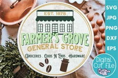 Vintage Farmhouse Home Round Sign Svg | General Store Product Image 1