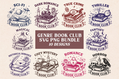 Book Club SVG Bundle - 10 Genre Social Club Bookish Designs Product Image 1