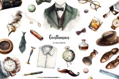 Watercolor gentleman clipart. Gentleman accessories Product Image 1