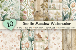 gentle meadow pattern, nursery digital paper, watercolor floral pattern, neutral baby pattern, pastel nursery paper, spring floral pattern, gingham pattern paper, baby shower paper, cottagecore floral pattern, neutral scrapbook paper, rustic nursery patte