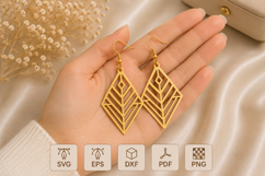 Geometric Diamond Earrings Laser Cut SVG Product Image 2