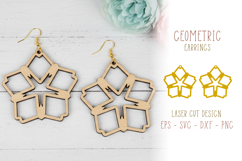 Geometric Star Shape Earrings Laser Cut SVG Template Product Image 1