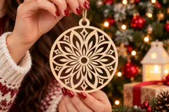 Geometric Floral Ornament Laser SVG File, Elegant Decor Product Image 1