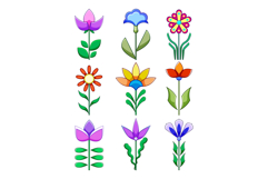 Decorative geometric colorful flowers illustration collectio Product Image 1