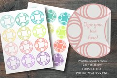 Geometric Frames Printable Round Labels 12 pcs per paper