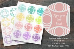 Geometric Frames Printable Round Labels 12 pcs per paper
