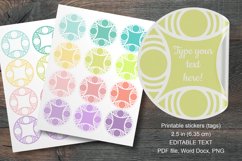 Geometric Frames Printable Round Labels 12 pcs per paper